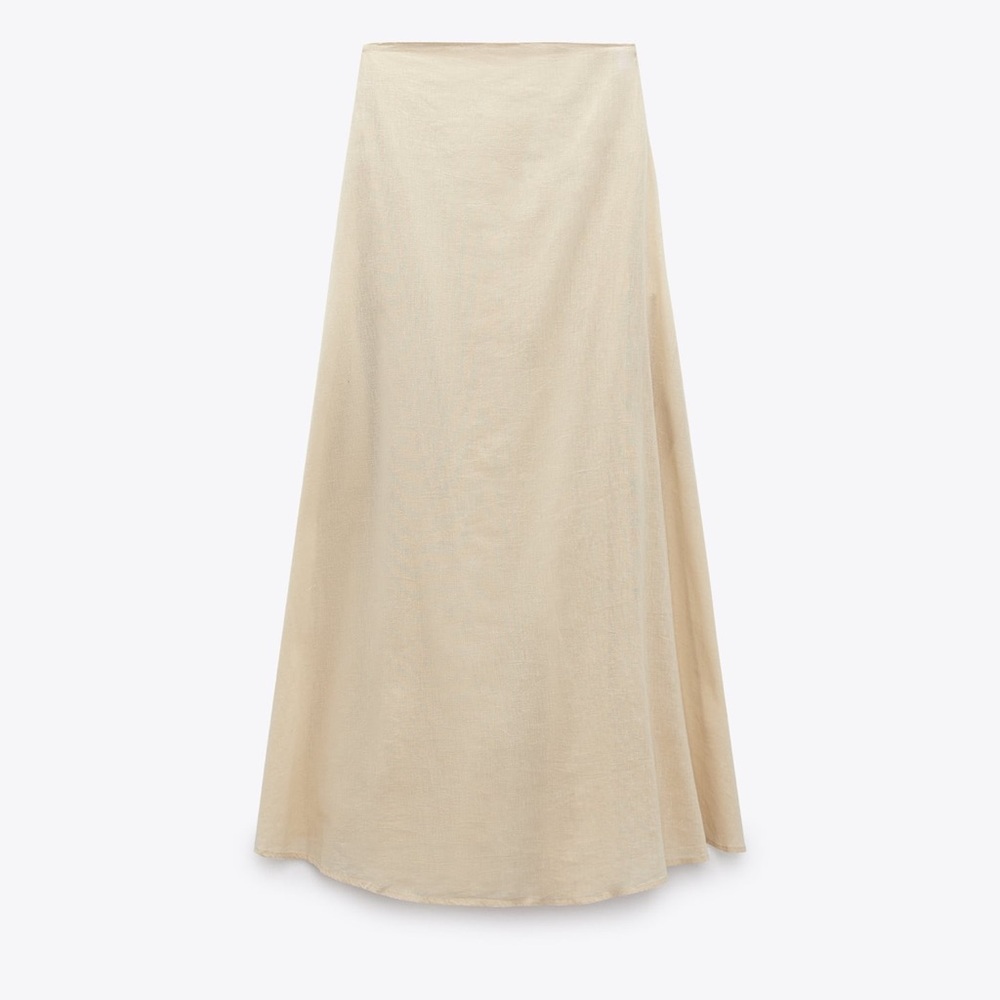 Zara Linen Blend Midi Dress Strapless